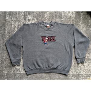 Vintage 1997 Taz Tasmanian Devil Sweatshirt Plaid Embroidered - XL, Made in USA